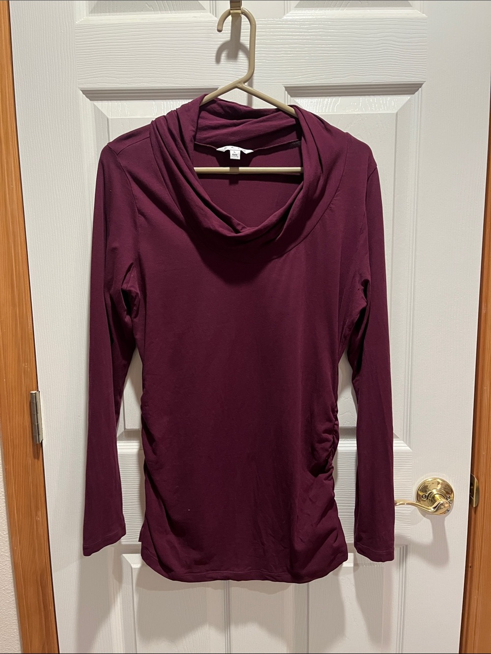 CAbi Plum Cowl Neck Long Sleeve Top